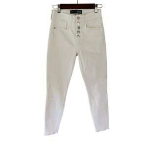 Veronica Beard Debbie Ankle Skinny Jeans White High Rise Button Fly Size 26/2